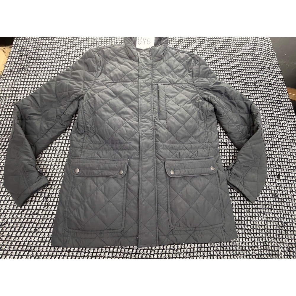 Quilted Barn Jacket Mens Size M Dark Gray Diamond Quilt Field Coat